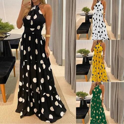 Summer Plus Size Boho Beach Maxi Dresses Dot Floral Women Casual Long Dress Female Vacation White Dresses Robe Vestidos S-3XL