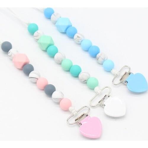 1Pcs Baby Pacifier Clip Chains Infant Silicone Beads Teethers Chain Pacifier Clips Holder Kids Teething Gift Nipple Clip Chains