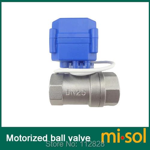 1pcs of Motorized valve G1" DN25 (reduce port) 2 way 12VDC CR01, stainless steel, electrical valve