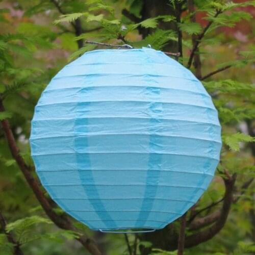 10pcs/Lot) 14''(35cm) Round Light Blue Chinese Paper Lantern for party decoration Wedding Lantern Decorations
