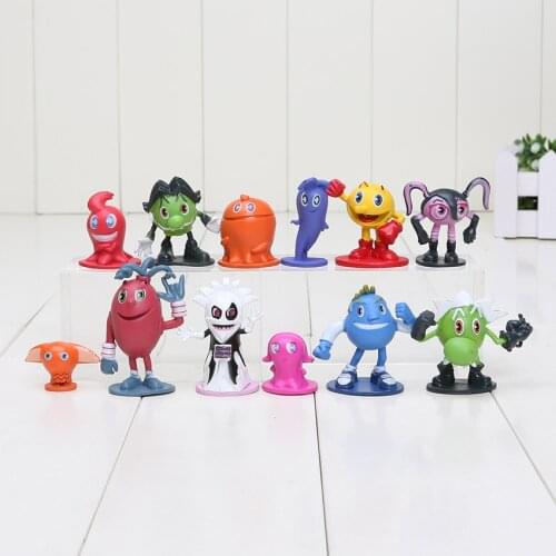 12pcs/lot Hot sale Pac Man Cute cartoon Ghostly Adventures Action Figures Pacman Pixels Movie Figures Toys best for kid