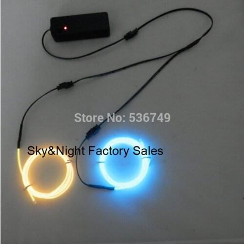 2.3mm EL WIRE/el neon light/el rope two colors (yellow&ice blue)+One in two splitter+3v inverter(on/flashing/off)