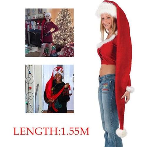 2 sizes Christmas-Hat Party-Decoration Plush Santa-Claus Long Adult/Children New-Year for Cap Xmas dress Decorations