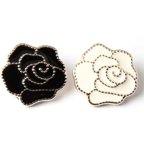 High-End Flower Buttons Shirts Clothes Coats Windbreakers Fur Pajamas Decorative Buttons Black Wild Large Buttons