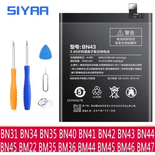 BN43 BN41 BM45 BM46 BN45 BM22 BM47 BN31 Battery For Xiaomi Redmi Note 5 4 4X 2 3 3S 3X Note2 3 4 4X Xiaomi Mi5 5X Batteria