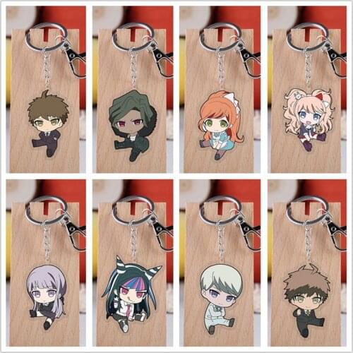 Anime Danganronpa Monokuma Model Doll Acrylic Keychain Kyouko Makoto Junko Figure Toy Pendant Key Ring Double sided Keyring