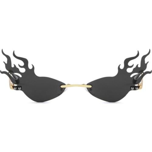 Black Rimless Flamed Glasses | Vintage & Retro Rimless Sunglasses