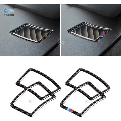 For BMW 5 Series E60 E61 2004 2005 2006 - 2010 Carbon Fiber Car Interior Dashboard Side Air Condition Air Vent Outlet Cover Trim