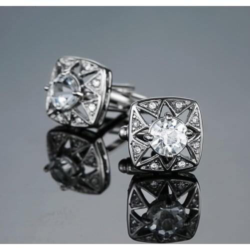 French Shirt Fashion Cufflinks for Mens Brand Cuff links silvery big Crystal ball Classic High Quality 2018 New Arrival Jewelry