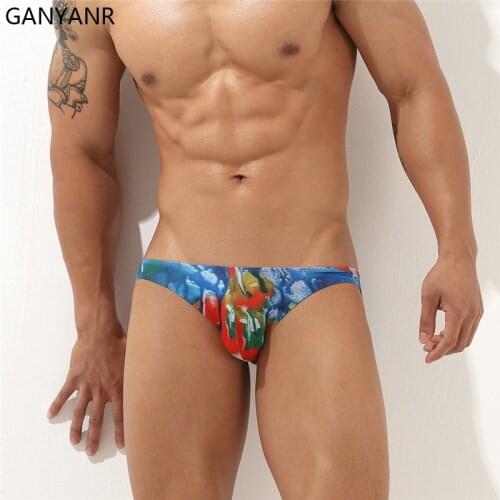 GANYANR Sexy Men Swimwear Swimming Trunks Swim Briefs Gay Sunga Swimsuit Shorts Sexy Thong Bikini Beachwear Boardshorts Surfwear