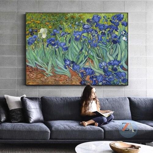 Van Gogh Garden Iris Oil Painting Reproductions on Canvas Posters and Prints Scandinavian Wall Art Picture for Living Room