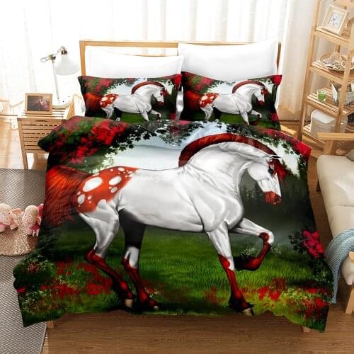 Cool White Horse Bedding Set 3d Animal Duvet Cover Sets Luxury Comforter Bed Linen Twin Queen King Single Size Dropship Scenery