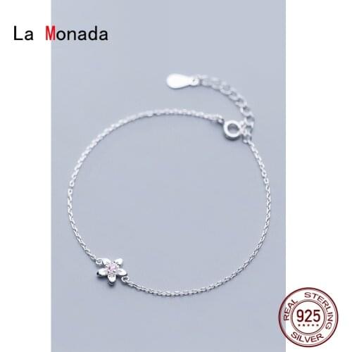 La Monada Fine Silver 925 Jewelry Bracelet Female Woman Cute Flower Minimalist Bracelets For Women Silver 925 Sterling