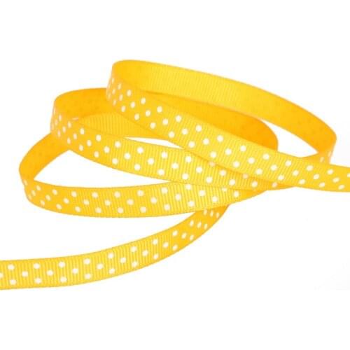 Yellow Color Dots Printed Grosgrain Ribbon 10mm(3/8") Decorative Arts And Crafts DIY Hairbow Ribbon