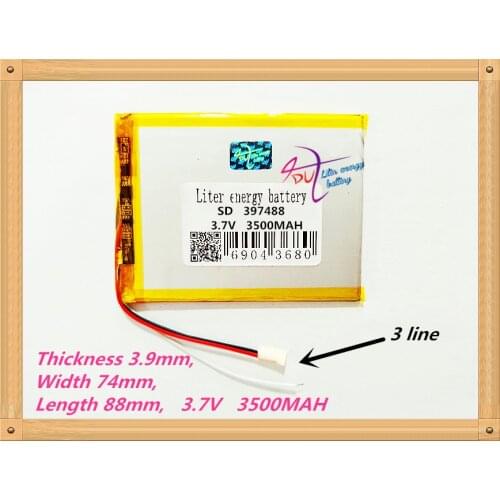 3 line 397488 3.7V 3500mah 407590 Lithium polymer Battery with Protection Board For GPS PDA Tablet PCs Digital Products 357590