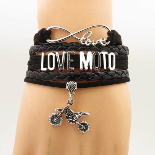 Love Moto Bracelet Charm Motorcycle motocross bikers Men Leather Bracelets & Bangle