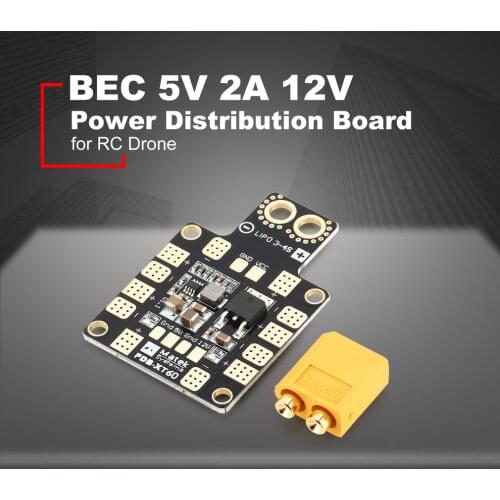 PDB XT60 Drone Lipo 3-4S Power Distribution Board with W/ BEC 5V 2A 12V 0.5A for RC FPV Drone Quadcopter Helicopter