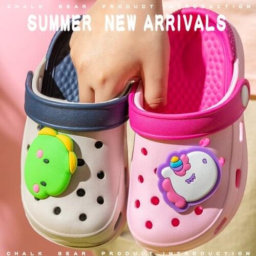 Cute Cartoon Summer Kids Sandals Slippers Boys Girls EVA Lightness Indoor Outdoor Beach Children Baby Toddler Slides Hole Shoes