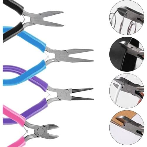 Mini Pliers Diagonal Pliers Round Nose Curved Needle Needle Nose Pliers Insulated Pliers Diy Multi-color Jewelry Pliers Tools