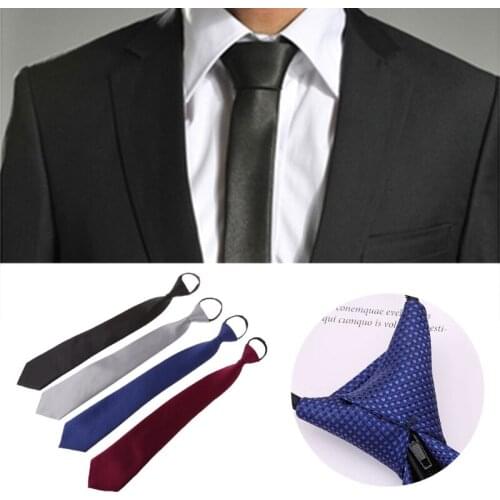 Mens Classic Solid Color Striped Plaid Woven Groom Neck Tie Adjustable Zipper 2XPC