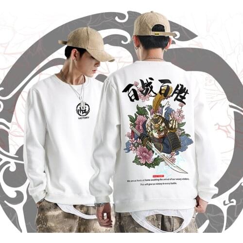 Autumn Mens Sweatshirt Casual Hip Hop Streetwear Loose New Men Fashion Personality White Printed Pullovers Tops