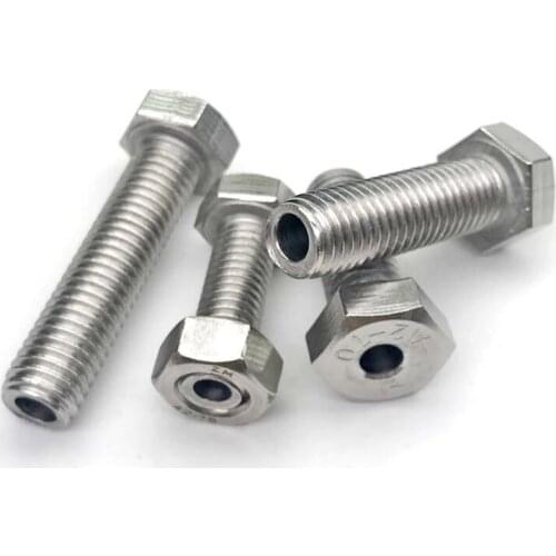 1pcs M16 M20 Stainless Steel 304 Outer Hex Hollow Screw Hexagon Pass Hole Lamp Threading Bolt 8mm-10mm Aperture 25mm-50mm Long