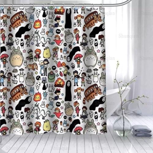 New Arrival Totoro Anime Shower Curtain Polyester Fabric High Defintion Print Bathroom Curtain Waterproof 12 Hook Bath Curtain
