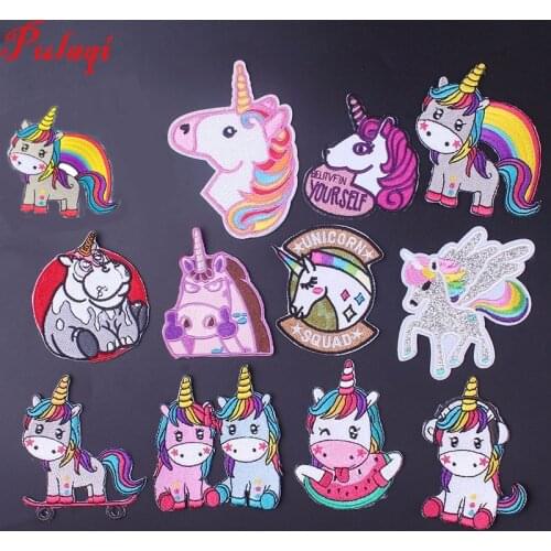 Pulaqi The New Listing Unicorn Patches Embroidered Sew On Iron-on Anime Clothing For Jeans Clothes Hat Badges Pokemon DIY H
