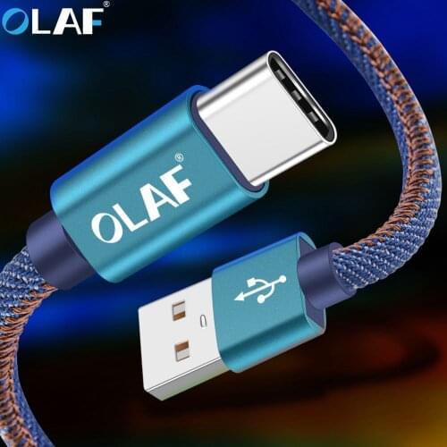 OLAF 1m 2m USB Type c Cable Danim Fast charging Data Cord for Samsung Huawei Xiaomi Oneplus USB-C type-c Wire Mobile phone cable