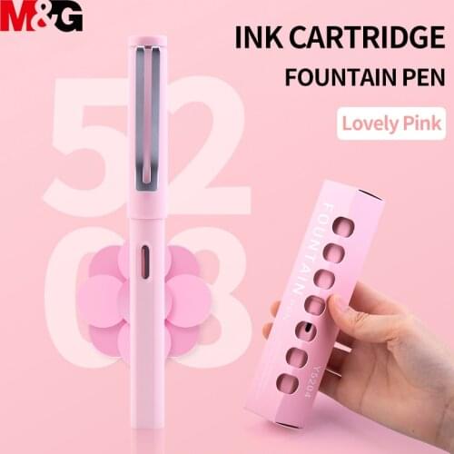 M&G EF/F Fountain Pen Stainless Tip Black/Pink/White triangle Grip Texture Excellent Writing Gifts School and Office Stationery