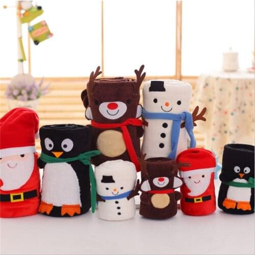 Hap-deer Cartoon Santa Claus elk doll pillow, Baby blankets cute plush toys Christmas gift Adult kids children Cushion