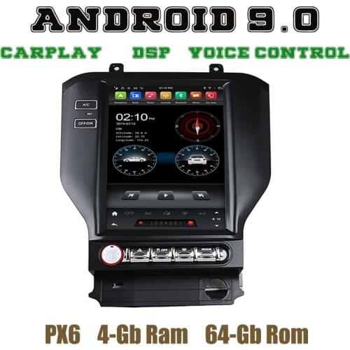 PX6 Tesla Style android 9.0 car radio gps dsp player for Ford mustang 2014 2015 2016 2017 2018 with 4+64G WIFI USB