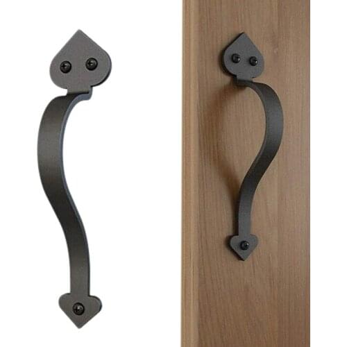 9-1/8In Matte Black Side Mount Pull Handle for Sliding Barn Door European Style