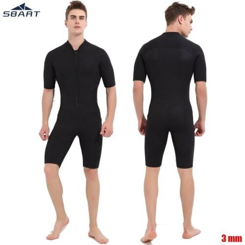 SBART 3mm Men Wet Suit Short Front Zipper Neopreno Elastic Swimsuit Sunscreen Warm Windsurf Snorkeling Surfing Scuba Diving Suit