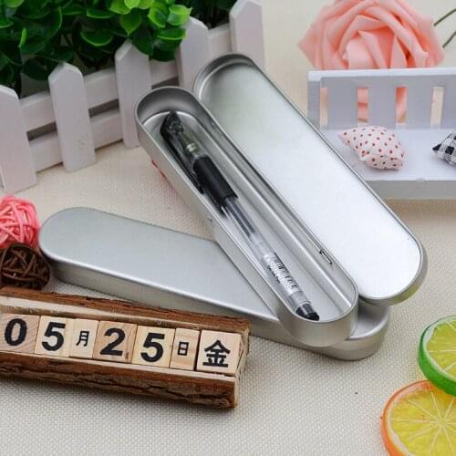 Silver 300pcs Rectangle Silver Tin Pencil Case Pen Storage Box Stationery Organizer School Office Use