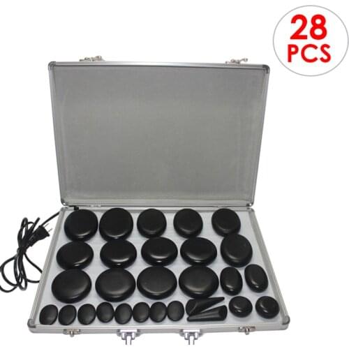 Spa Hot Massage Stone Set with Heater Box Natural Black Basalt Stones Relieve Stress Massage Health Care Beauty Tool