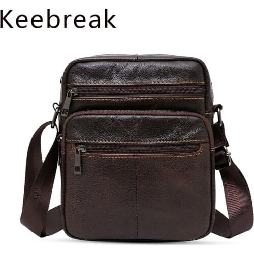 Keebreak New Genuine Leather Bag For Man Shoulder Crossbody Bags Natural Cowhide Business Male Small Messenger Mens Male satchel