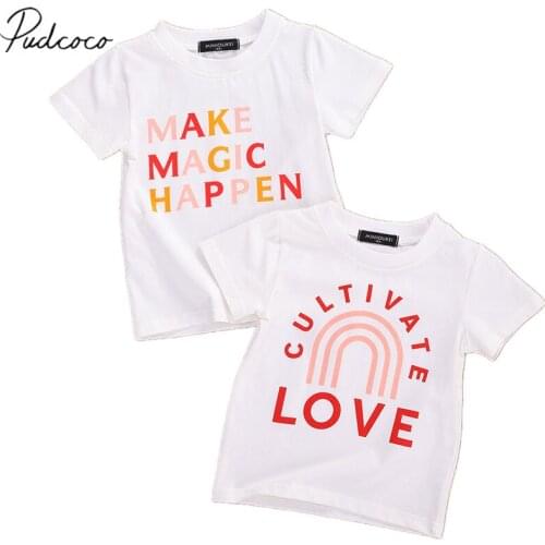 Infant Kids Kids Top Shirt Summer Short Sleeve Letter Pattern Outfit Patchwork Loose Classical Round Neck Pullover Top Clothe