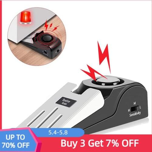 Upgraded Door Stopper Alarm Portable 120db Wedge Security Floor Door Stops Adjustable Sensitivity for Home Dormitory Traveling