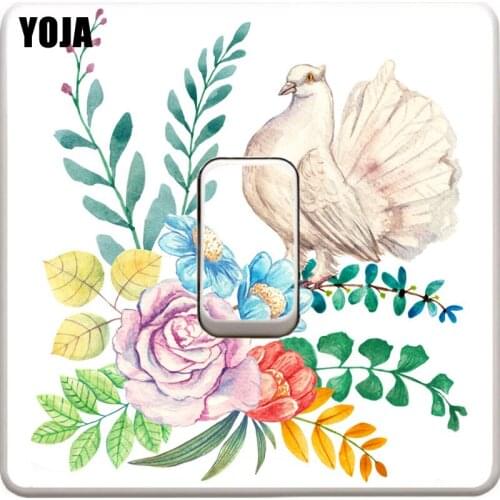 YOJA Mysterious Colored Flowers Birds Decor Wall Switch Sticker Living Room Bedroom Personalized Decals 10SS0408