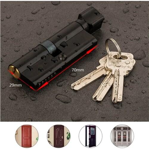 Door Cylinder Lock Biased 70mm 3 Keys Anti-Theft Entrance AB Door Lock Home Interior Bedroom Lock for 35- 50mm Thickness Door
