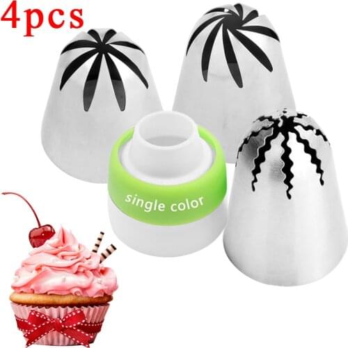 Large Size Stainless Steel Pastry Nozzle Set 1-4pcs Icing Piping Nozzle Baking Pastry Tips Cupcake Cake Decorating Tools