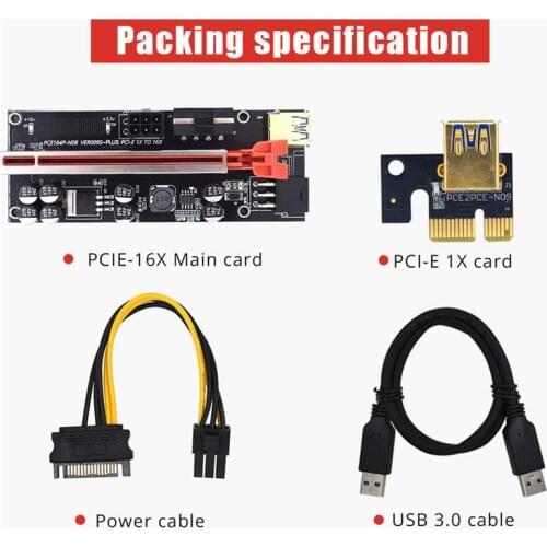 1set PCIE Riser 009s Plus PCI Express Extension Card PCI Riser Card Express X16 VER009s PLUS Riser Card For Mining