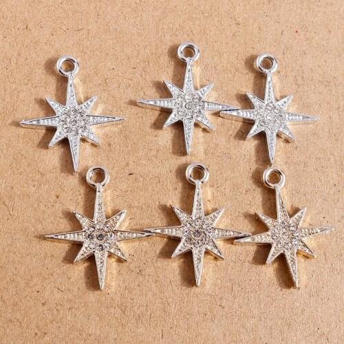 10pcs 21*25mm 2 Colors Crystal Star Charms for Jewelry Making Fashion Drop Earrings Pendant Necklace Bracelets DIY Crafts Supply