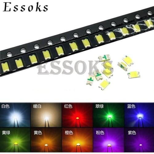100PCS 1206 LED bead Blue Red Yellow Green Warm White purple Orange SMD light emitting diode high bright quality