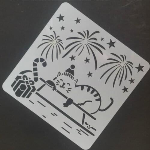 13*13 Merry Christmas Layering Stencils for Diy scrapbook/photo album Decorative Embossing coloring,painting stencil,home decor