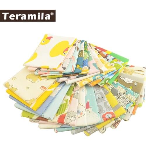 Teramila 100% Cotton Fabric Telas DIY Patchwork Algodon Cloth Tissus Quilts Animal Cartoon Series 20x50cm For Baby Kids Bibs