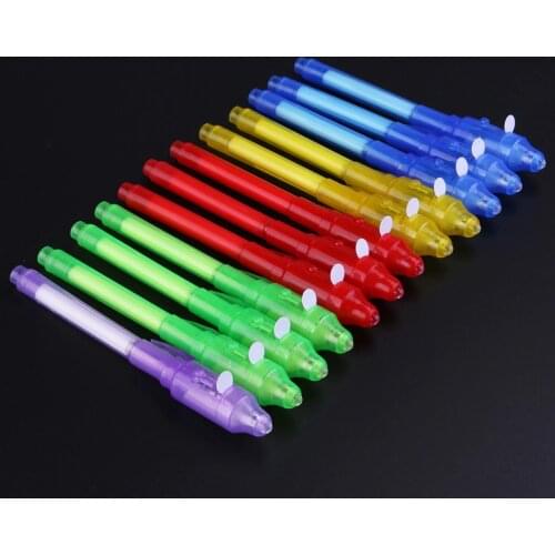 24 Pcs 8 Colors Mixed Portable LED Pen Money Verification Pen Pen Invisable Ink Pen Light Pen with UV-Light for Home Store Schoo