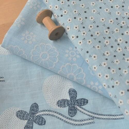 50*145cm small white flower daisy balloon bamboo cotton and linen fabric small fresh shirt dress childrens clothing fabric