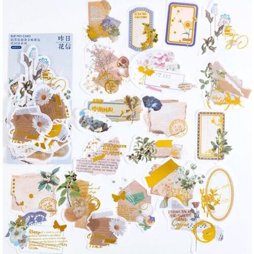 60 pcs /Bag Hot Stamping Garden Flowers and Letters Diary Handbook Material Decorative Stickers Home Decor